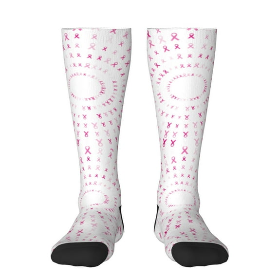Easygdp Breast Cancer Awareness (4) Soccer Socks Sport Knee High Socks Calf Compression Athletic Socks for Men and Women