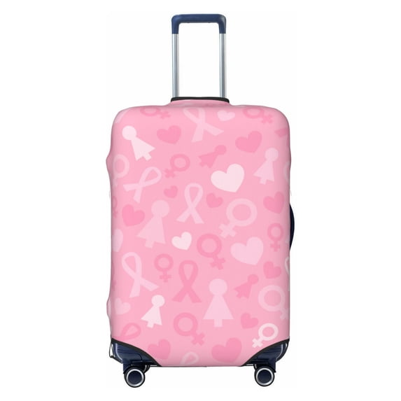 Easygdp Breast Cancer Awareness Double-Sided Printed Elastic Suitcase Protective Cover,Invisible Zipper, Business Trip Luggage Cases,Washable And Resistant To Falling -Medium