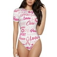 thumbnail image 1 of Easygdp Breast Cancer Pink Ribbons Awareness (2) Women's One-Piece Swimsuit Slim Fit Crew Neck Bodysuit Athletic Swimwear with Concealed Buckle - XX-Large, 1 of 9