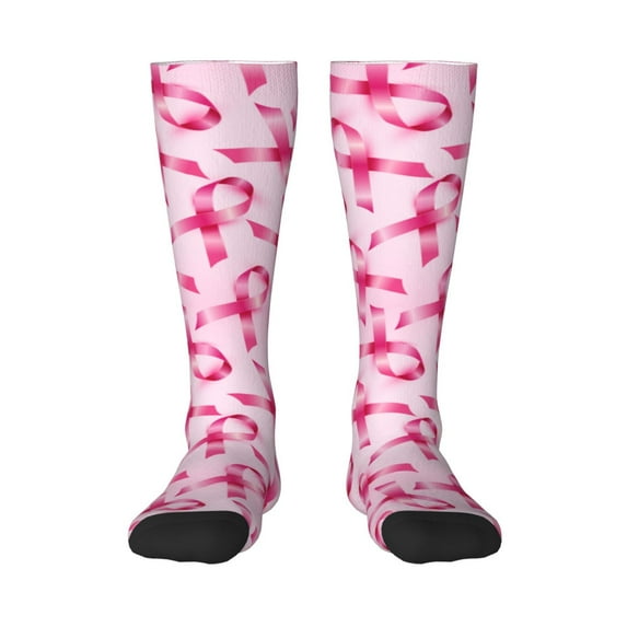 Easygdp Breast Cancer Ribbons Awareness Fashionable Adult Sockings&Sports Sockings&Breathable Sockings, Non-Pilling,Contrasting Color Design