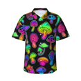 thumbnail image 1 of Easygdp Bright Mushrooms Men's Hawaiian Shirts Print Lapel Short Sleeve for Beach, vacation, party, casual occasions - Medium, 1 of 9