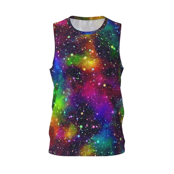 Easygdp Bright Universe Men's Mesh Basketball Jersey Quick Drying Sleeveless Shirts Fitted Muscle Tank Tops Sport Round Neck T-Shirt - Medium