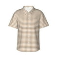 thumbnail image 1 of Easygdp Brown Gingham Men's Hawaiian Shirts Print Lapel Short Sleeve for Beach, vacation, party, casual occasions - Small, 1 of 9