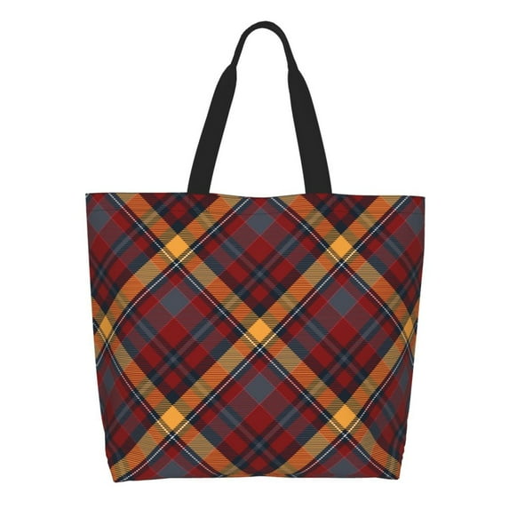 Easygdp Buffalo Check Plaid Tote Bags for Women,Women Travel Shoulder Bags Handbags,Big Capacity Shopping Work Bag