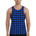 thumbnail image 1 of Easygdp Buffalo Plaid Blue Black Men's Tank Top, Sleeveless Muscle T Shirts, Breathable, Quick-Dry, Loose for Gym, Running, Fitness -, 1 of 9