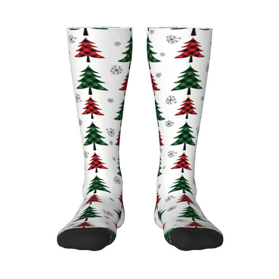 Easygdp Buffalo Plaid Christmas Trees Fashionable Adult Sockings&Sports Sockings&Breathable Sockings, Non-Pilling,Contrasting Color Design