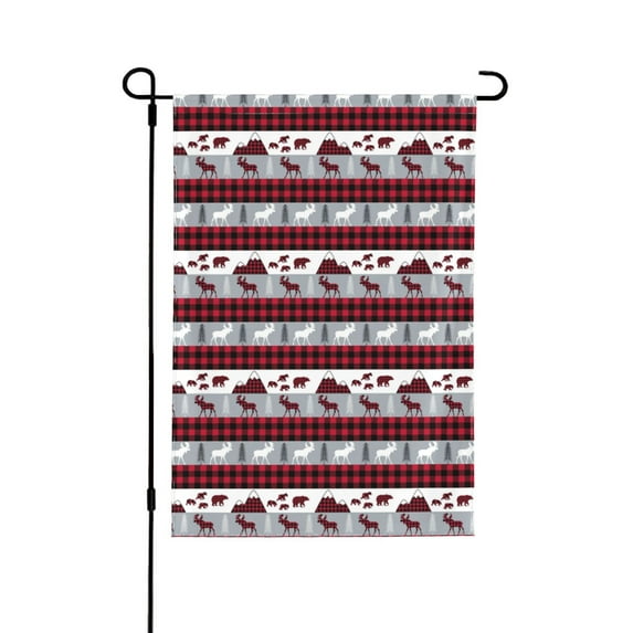 Easygdp Buffalo Plaid Forest Garden Flag Yard Flag Welcome Flag, Double-Sided, Weather Resistant for Outdoor Decor - 28"x40"