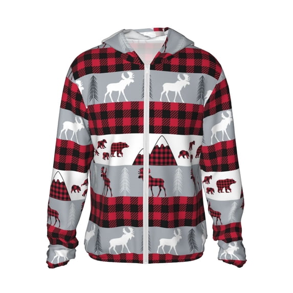 Easygdp Buffalo Plaid Forest Lightweight Long Sleeve Sun Shirt Sports long-Sleeved Sun Protective Clothing, Quick Drying Breathable - Small
