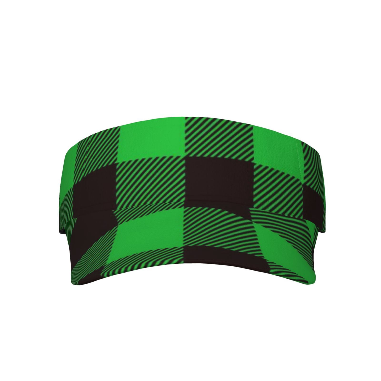 Easygdp Buffalo Plaid Red Black Stretchy Visor - Unisex 