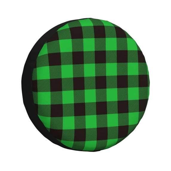 Easygdp Buffalo Plaid Green Black Wheel Sun Guard, Spare Tire Cover,Universal Trailer Suv Truck Camper Travel,Easy To Install And Remove -16 Inch