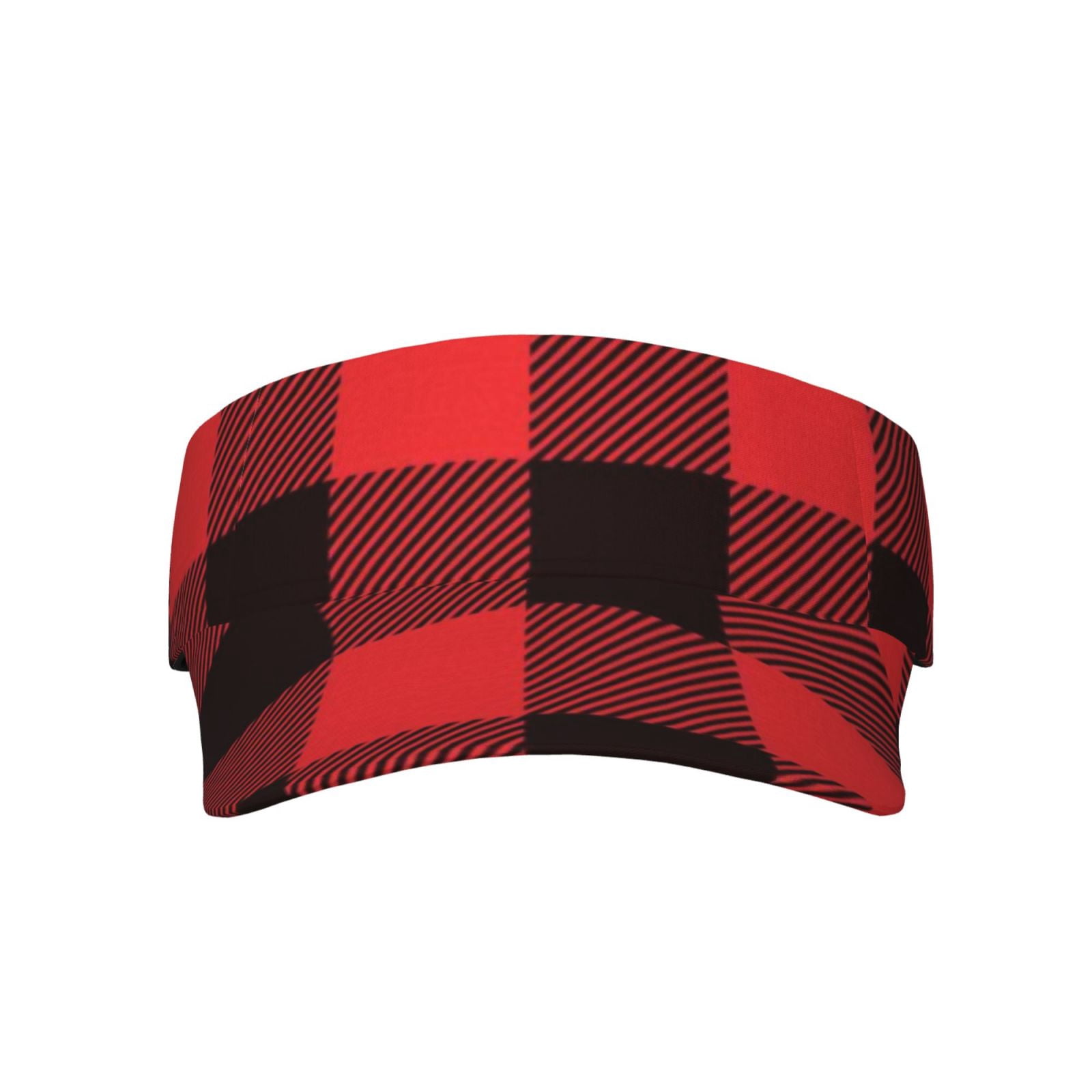 Easygdp Buffalo Plaid Red Black Stretchy Visor - Unisex  display picture 1