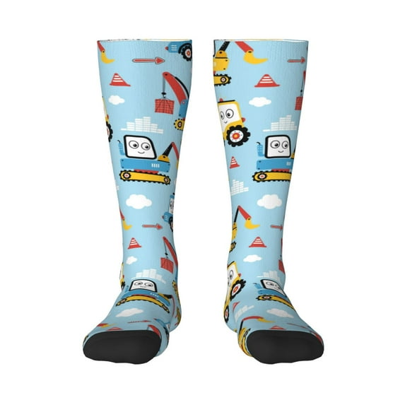 Easygdp Building Truck Soccer Socks Sport Knee High Socks Calf Compression Athletic Socks for Men and Women