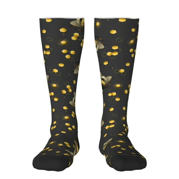 Easygdp Bumblebee Soccer Socks Sport Knee High Socks Calf Compression Athletic Socks for Men and Women