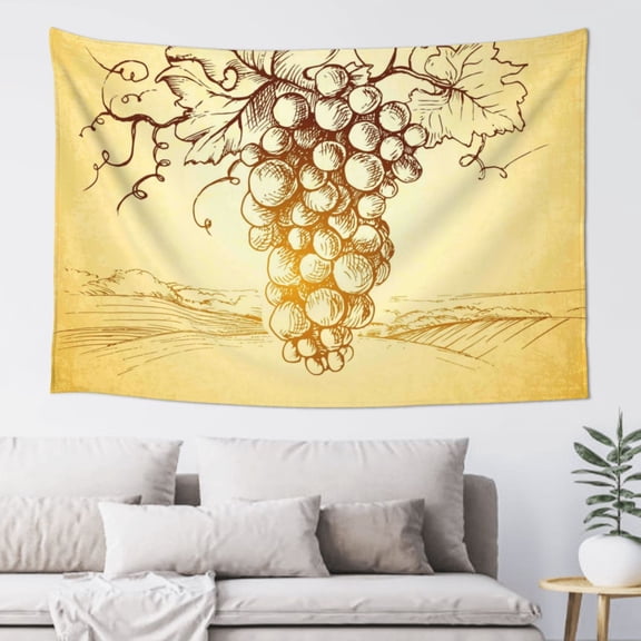 Easygdp Bunch of Grapes Tapestry Wall Hanging, Wall Tapestries for Bedroom Aesthetic Living Room Office Decor 60x40in