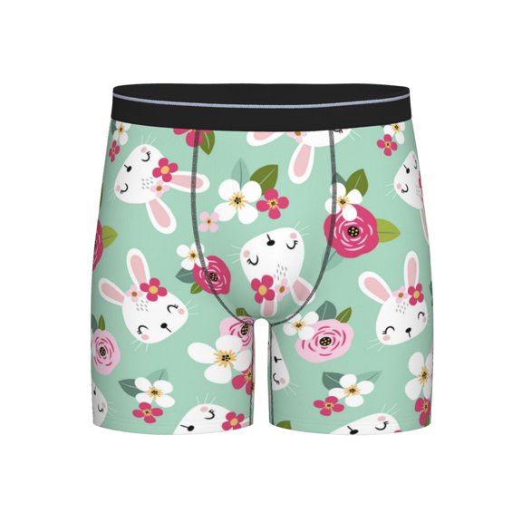 Easygdp Bunny And Rose Men's Boxer Briefs Men’s Underwear Boxer Briefs for Men