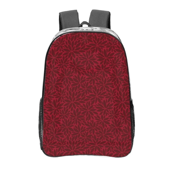 Easygdp Burgundy Floral Clear Backpack, Transparent Bookbag for School for Women Men, Capacity Clear Bag for College, Travel