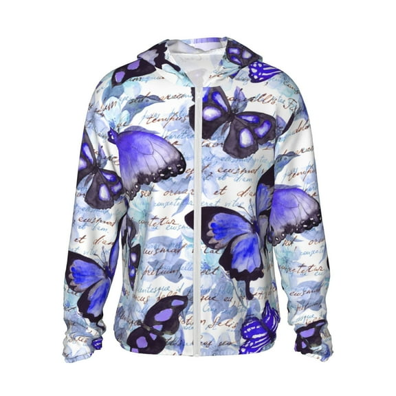 Easygdp Butterflies Lightweight Long Sleeve Sun Shirt Sports long-Sleeved Sun Protective Clothing, Quick Drying Breathable - Small