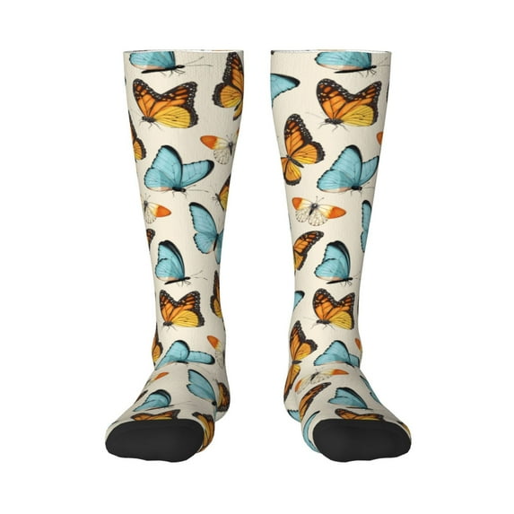 Easygdp Butterflies Soccer Socks Sport Knee High Socks Calf Compression Athletic Socks for Men and Women