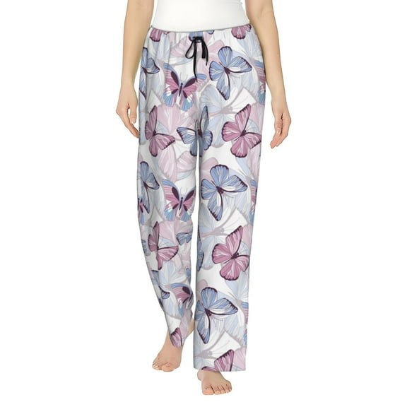 Easygdp Butterflies in Pastel Women's Drawstring Pajama Pants | Lounge Joggers Sweatpants | Comfy Sleepwear | Yoga Pants-Medium