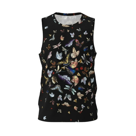 Easygdp Butterfly1 Men's Mesh Basketball Jersey Quick Drying Sleeveless Shirts Fitted Muscle Tank Tops Sport Round Neck T-Shirt - Medium