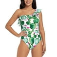 thumbnail image 1 of Easygdp Cactus Plants Women's One Shoulder Ruffle Monokini Bathing Suits with Removable Chest Pad, Quick Drying - Small, 1 of 8