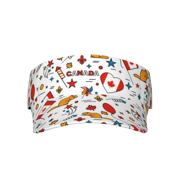 Easygdp Canada Day Stretchy Visor - Unisex Visor Hat for Men and Women, UPF 50 Sun Protection Visor, Ultra-Light