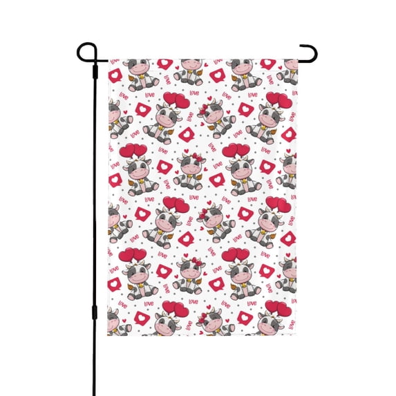 Easygdp Caring Cow Garden Flag Yard Flag Welcome Flag, Double-Sided, Weather Resistant for Outdoor Decor - 12.5"x18"