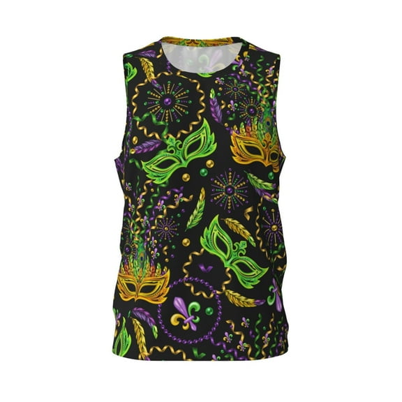 Easygdp Carnival Mardi Gras3 Men's Mesh Basketball Jersey Quick Drying Sleeveless Shirts Fitted Muscle Tank Tops Sport Round Neck T-Shirt - Small