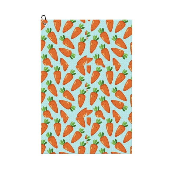Easygdp Cartoon Carrot Golf Towel 24x16in for Men and Women with Carabiner Clip for Easy Attachment