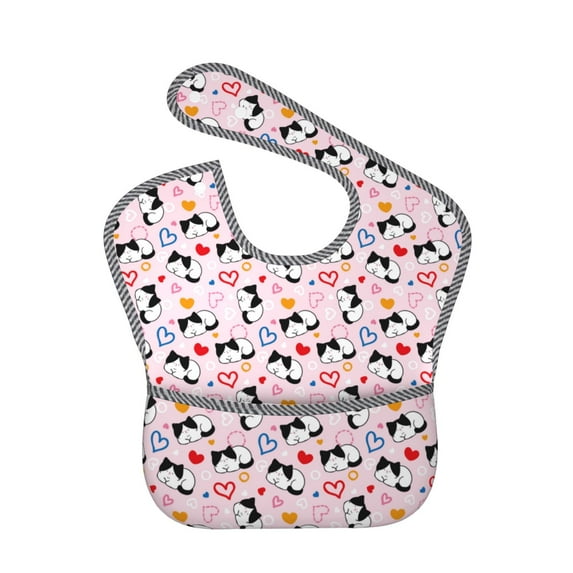 Easygdp Cartoon Cat And Heart Bibs For Babies, Baby Bibs for Eating, Toddler Bibs, Waterproof Bibs, Feeding Bibs, for Toddlers, Boys, Girls