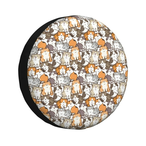 Easygdp Cartoon Cat Wheel Cover,Spare Tire Cover,4-17in Spare Tire Cover Universal Fit for Trailer, Car, Truck, SUV, Jeep-16 inch