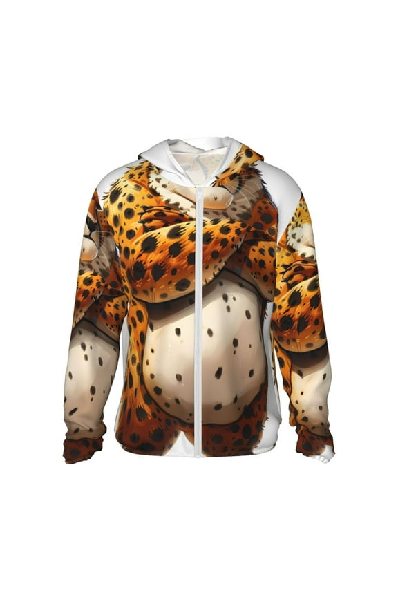 Cartoon Cheetah With Attitude Lightweight Long Sleeve Sun Shirt Sports long-Sleeved Sun Protective Clothing, Quick Drying Breathable-Medium