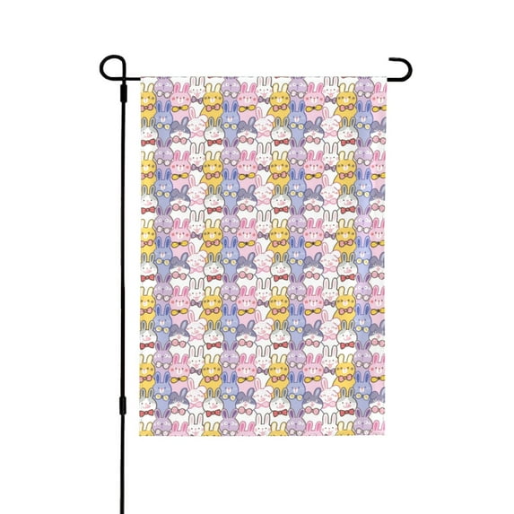 Easygdp Cartoon Colorful Rabbit Garden Flag Yard Flag Welcome Flag, Double-Sided, Weather Resistant for Outdoor Decor - 12.5"x18"