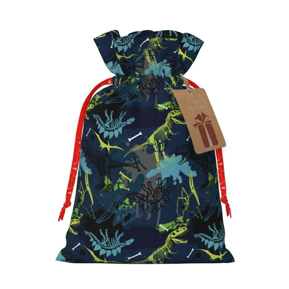 Easygdp Cartoon Dinosaur Gift Bags, Burlap Bags, Christmas, Holiday Gift Wrap Christmas Bags for Gifts Christmas Sacks for Presents-Medium