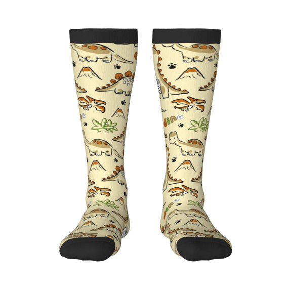 Easygdp Cartoon Dinosaurs Soccer Socks Sport Knee High Socks Calf Compression Athletic Socks for Men and Women