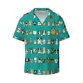 thumbnail image 1 of Easygdp Cartoon Dogs Men's Casual Short-sleeved Shirt with Pocket and Button Suitable for Beach Vacation Leisure - 4X-Large, 1 of 7