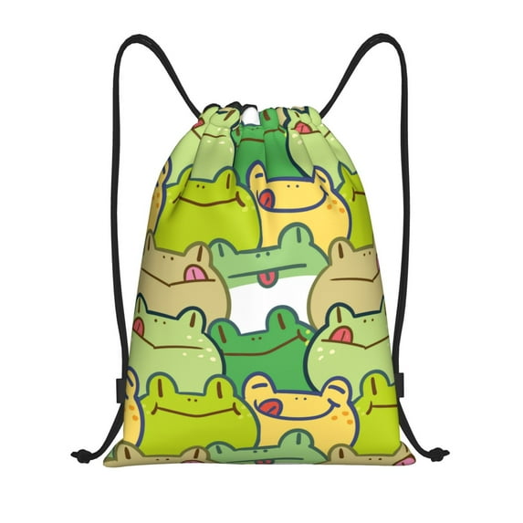 Easygdp Cartoon Frog Drawstring Backpack, Beach Sackpack, Travel Sackpack Lightweight for Sports, Gym, Travel, Swimming -