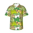 thumbnail image 1 of Easygdp Cartoon Frog Men's Hawaiian Shirts Print Lapel Short Sleeve for Beach, vacation, party, casual occasions - Large, 1 of 9