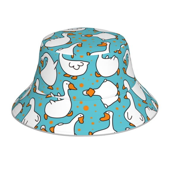 Easygdp Cartoon Funny Goose Double-Sided Reflective Fisherman Hat for Outdoor and Night Walking, Unisex