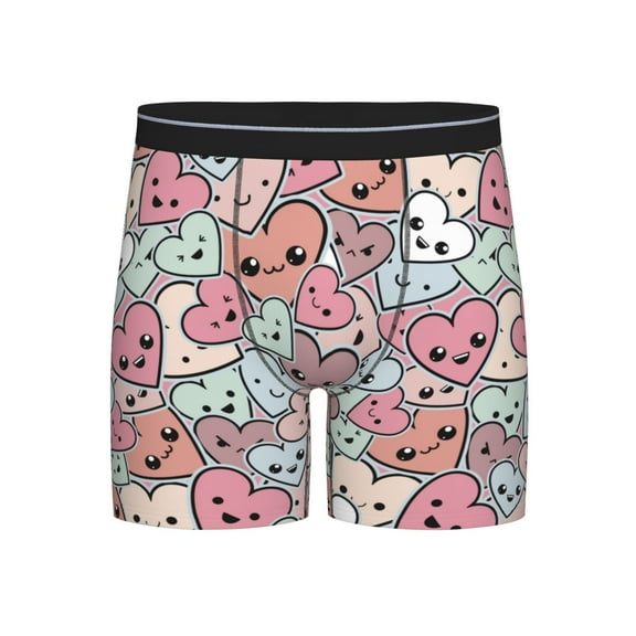 Easygdp Cartoon Hearts Men's Boxer Briefs Men’s Underwear Boxer Briefs for Men