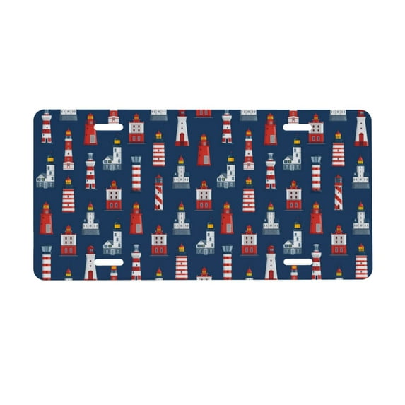 Easygdp Cartoon Lighthouse License Plate Car Front License Plate Car Decoration Car Accessories Front Tag Plate Standard Size