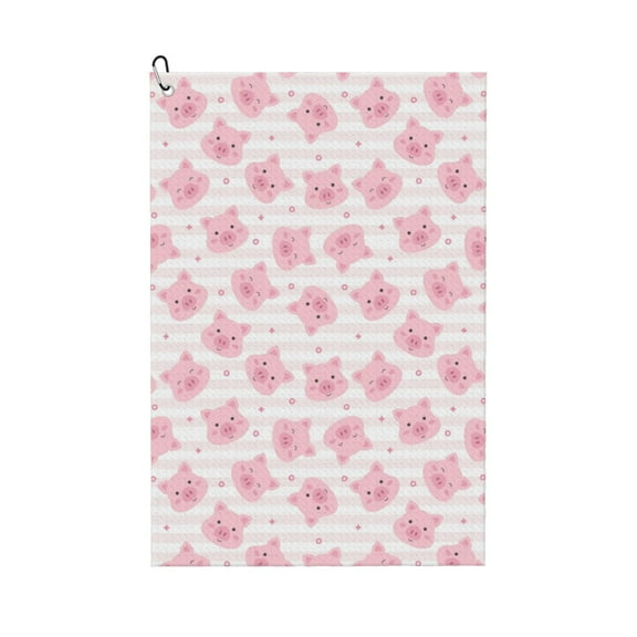 Easygdp Cartoon Pig Golf Towel 24x16in for Men and Women with Carabiner Clip for Easy Attachment