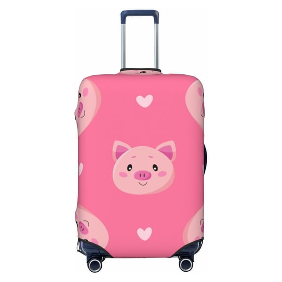 Easygdp Cartoon Pigs And Hearts Double-Sided Printed Elastic Suitcase Protective Cover,Invisible Zipper, Business Trip Luggage Cases,Washable And Resistant To Falling -Large
