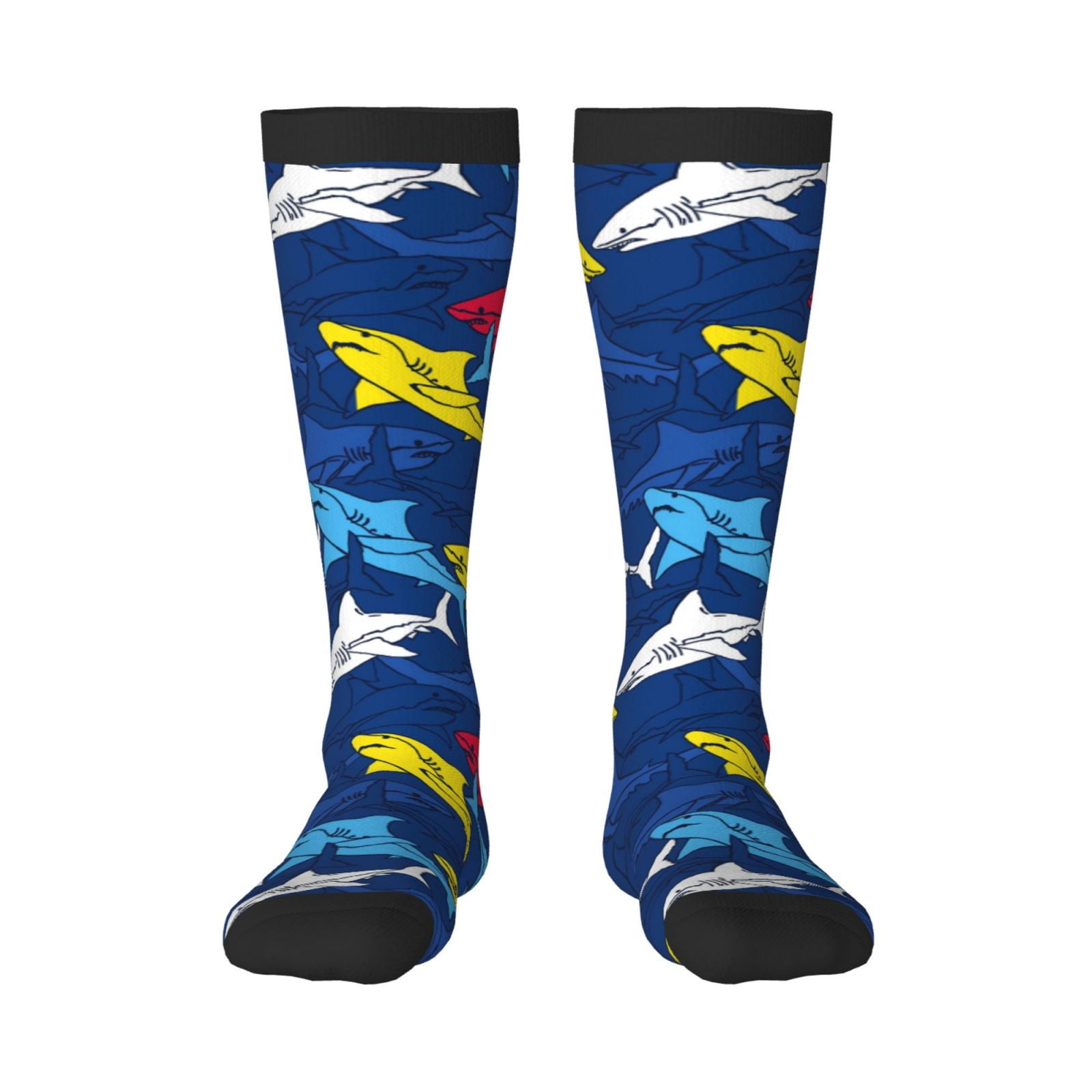 Easygdp Cartoon Shark Soccer Socks Sport Knee High Socks Calf ...