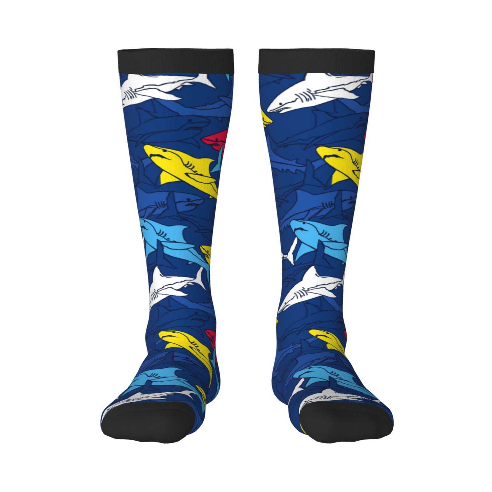Easygdp Cartoon Shark Soccer Socks Sport Knee High Socks Calf ...