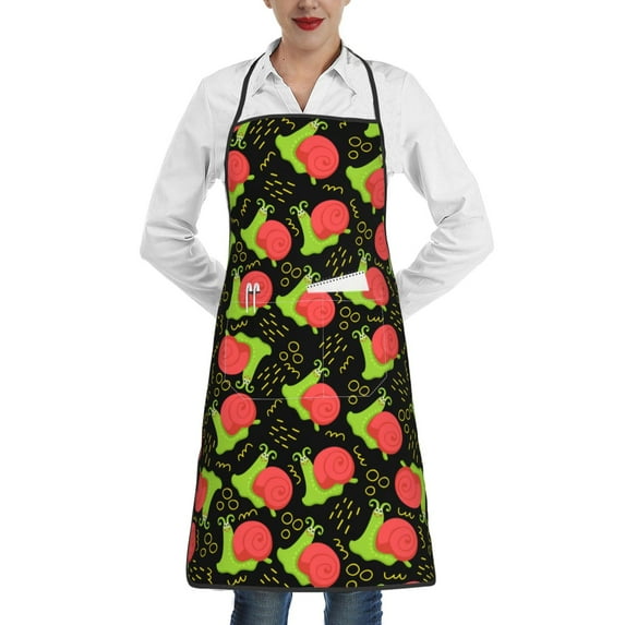 Easygdp Cartoon Snail Apron Waterdrop Resistant with 2 Pockets,Oil Resistant Cooking Kitchen Chef Apron for Women Men
