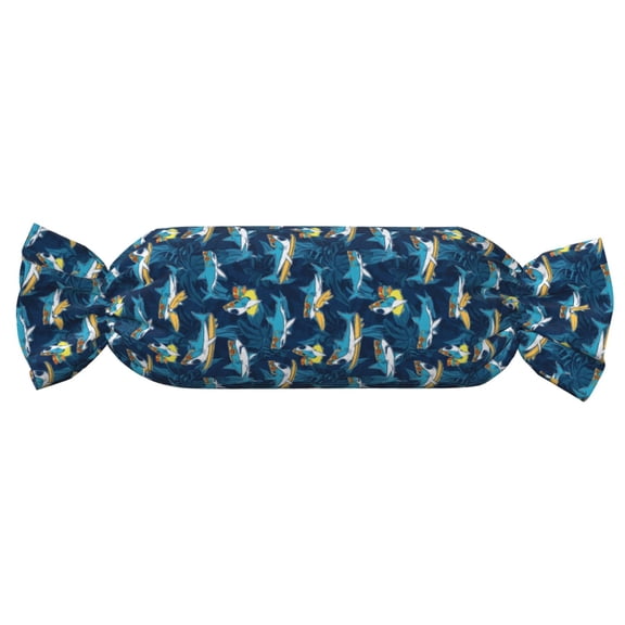 Easygdp Cartoon Surfer Sharks Candy Pillow Cylindrical Pillows Sofa Pillow Neck Hand Support Pillows Lumbar Pillows Including Insert