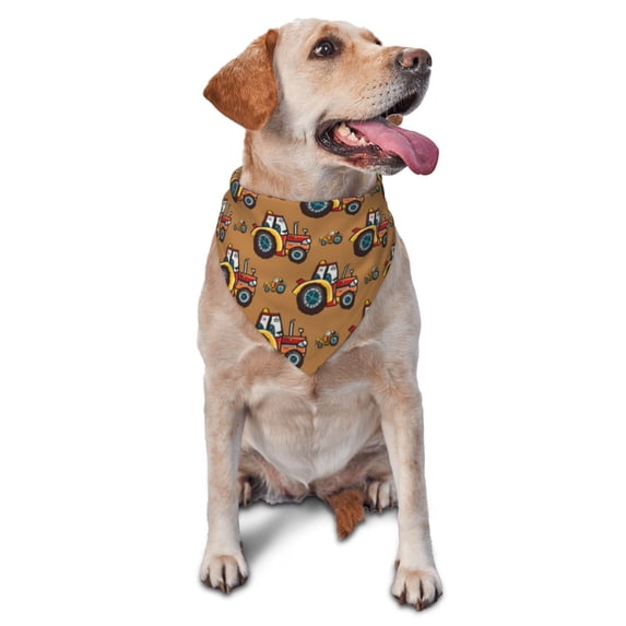 Easygdp Cartoon Tractor Pet Scarf, Dog Triangle Scarf, Printing Dog Bib, Handkerchief Scarf for Small Medium Large Dogs Cats Pets