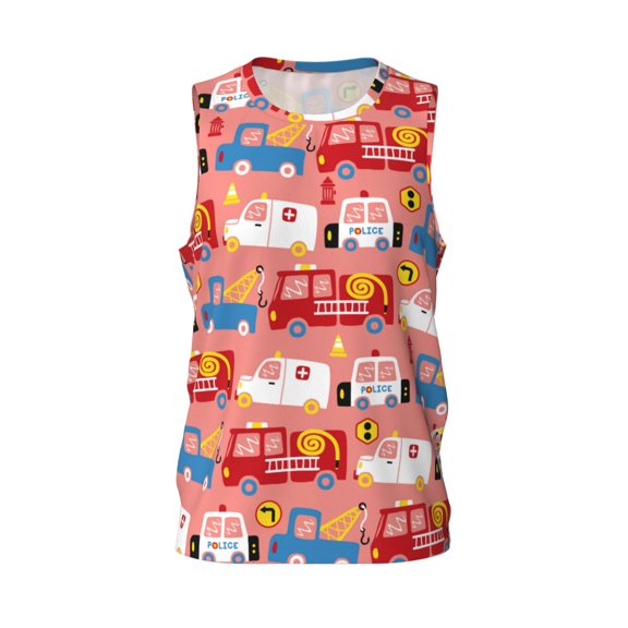 Easygdp Cartoon with Traffic Elements Men's Mesh Basketball Jersey Quick Drying Sleeveless Shirts Fitted Muscle Tank Tops Sport Round Neck T-Shirt - 3X-Large