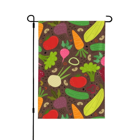 Easygdp Cartoon Vegetables Garden Flag Yard Flag Welcome Flag, Double-Sided, Weather Resistant for Outdoor Decor - 12.5"x18"